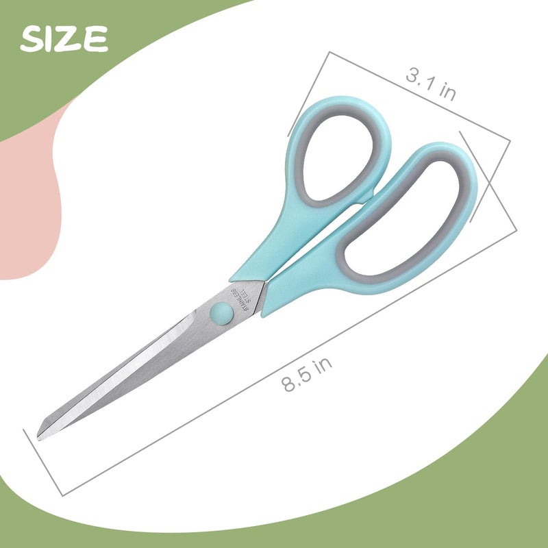 LONGKEY Scissors 8.5 Inch scissors all purpose Bulk Set of 3, Scissors for Office Home School Craft Supplies, Soft Comfort-Grip Right/Left Hand, Gray - Image 2